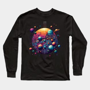 Cosmic Melody: Vibrant Planetary Notes Long Sleeve T-Shirt